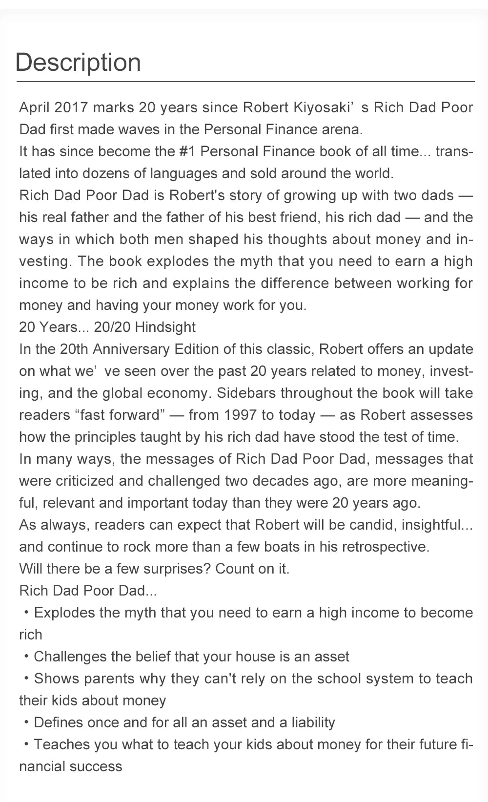 RICH DAD POOR DAD Robert Toru Kiyosaki